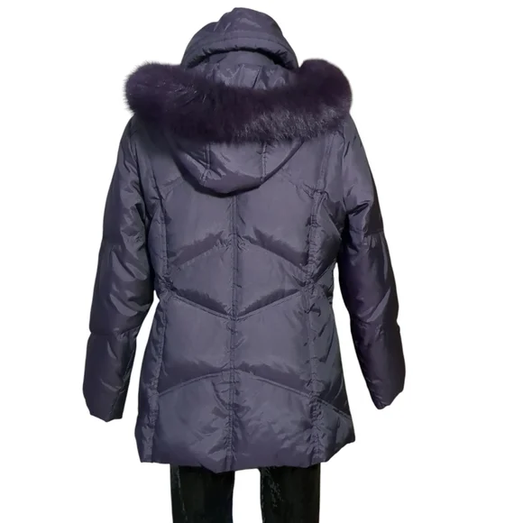 Laura Purple Puffer Jacket with Faux Fur Hood Size SP - Picture 15 of 16